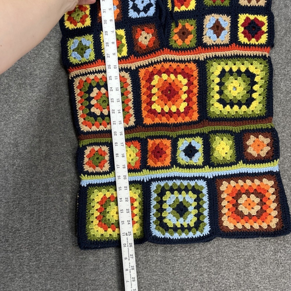 Vintage Handmade Granny Square Crochet Tank Top Women's Small Hippie Colorblock - Picture 6 of 10